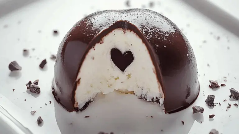 Tartufo Gelato con Cuore di Ciliegia e Ganache al Cioccolato