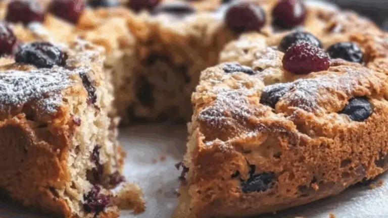Torta di Farina d’Avena con Mele e Mirtilli Rossi