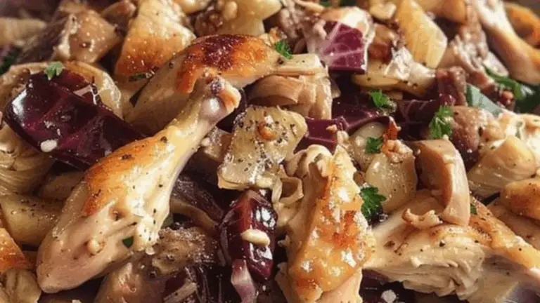 Straccetti di pollo al radicchio e noci: cremosi, sfiziosi e pronti in 20 minuti!
