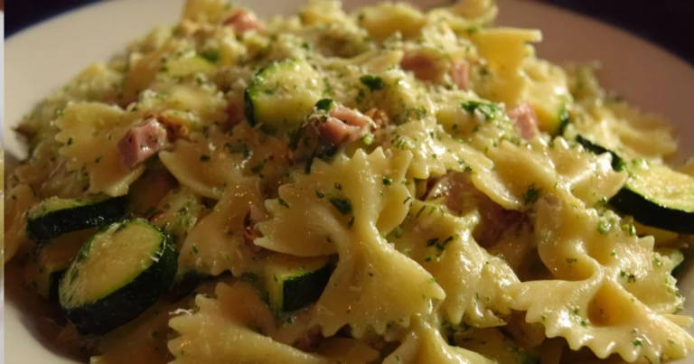 Farfalle Cremose con Zucchine, Prosciutto Cotto, Philadelphia e Noci