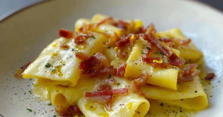 Paccheri con Crema di Patate allo Zafferano e Guanciale: Una Ricetta Golosa e Saporita