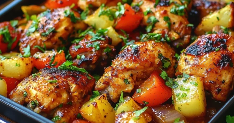 Pollo hawaiano su teglia