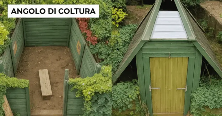 Serie di trasformazioni di una piccola struttura da giardino esterno