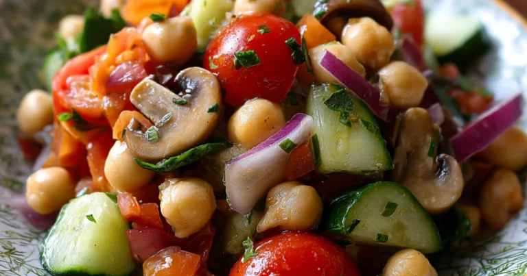 Insalata Fresca di Cetrioli, Ceci, Pomodorini e Funghi Sott’olio: La Ricetta Estiva Perfetta