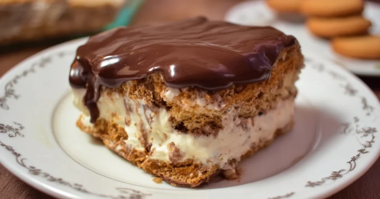 Torta Fredda con Fette Biscottate, Crema e Ganache al Cioccolato