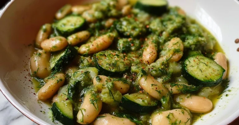 Zucchine e Fagioli Cannellini in Padella con Salsa Cremosa e Pesto di Pinoli