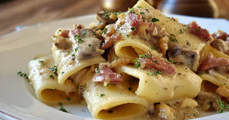 Paccheri in crema di funghi, noci e speck: un primo piatto cremoso e raffinato