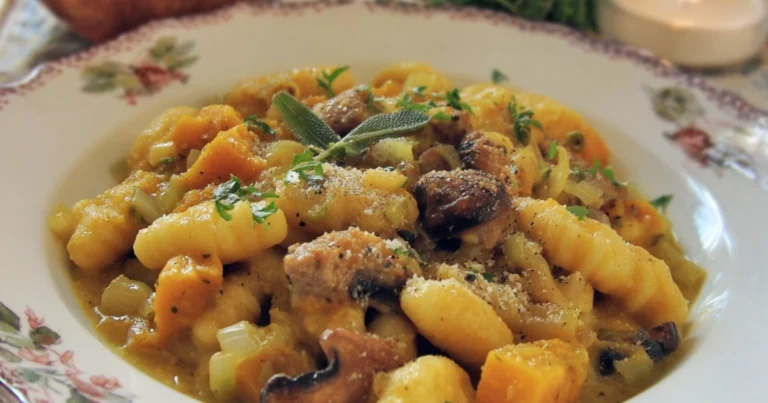 Gnocchetti con Zucca, Funghi e Salsiccia: Primo Piatto Autunnale Cremoso e Saporito