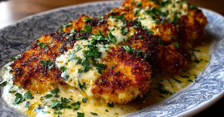 Pollo Impanato al Parmigiano con Salsa Cremosa all’Aglio