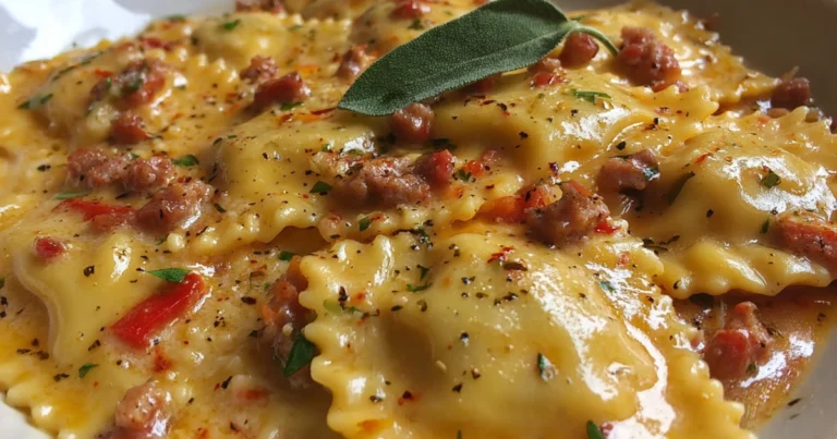 Ravioli cremosi con salsiccia piccante Cajun