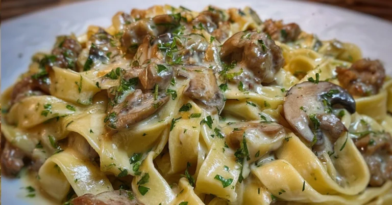 Tagliatelle con panna, funghi e salsiccia: ricetta cremosa e saporita