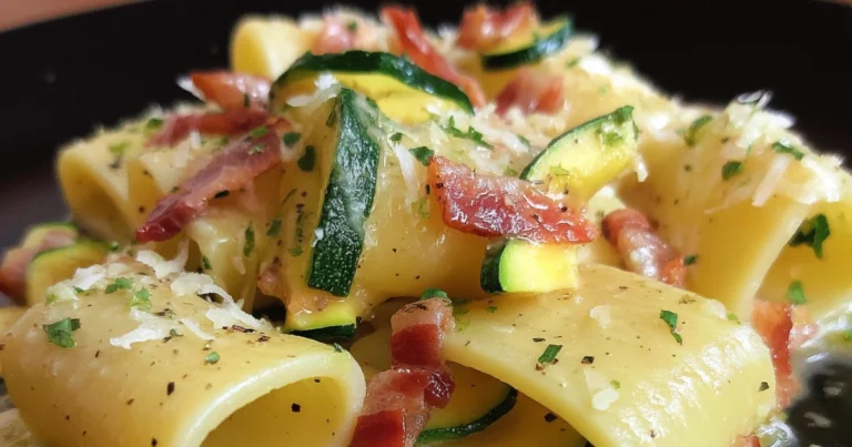 Paccheri alla carbonara con speck e zucchine: ricetta cremosa e originale