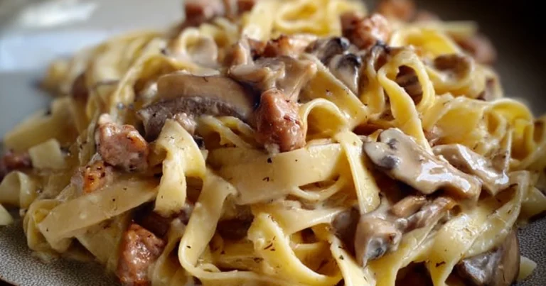 Tagliatelle con funghi porcini e salsiccia: ricetta rustica e saporita