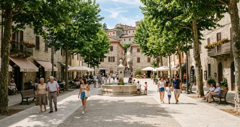Come rinfrescare una piazza o un cortile asfaltato: le soluzioni che riducono davvero il caldo