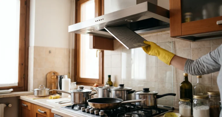 Come pulire la cappa della cucina: filtri, griglie e grasso incrostato senza rovinarli